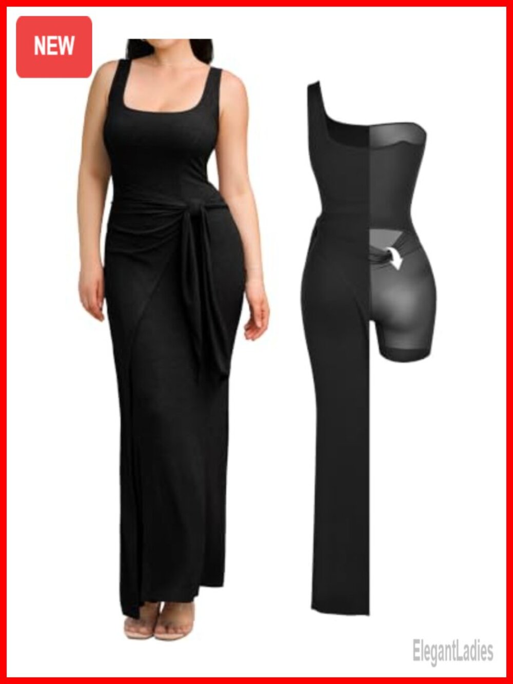 Popilush Modal Wrap Maxi Dress Shapewear Tummy Control